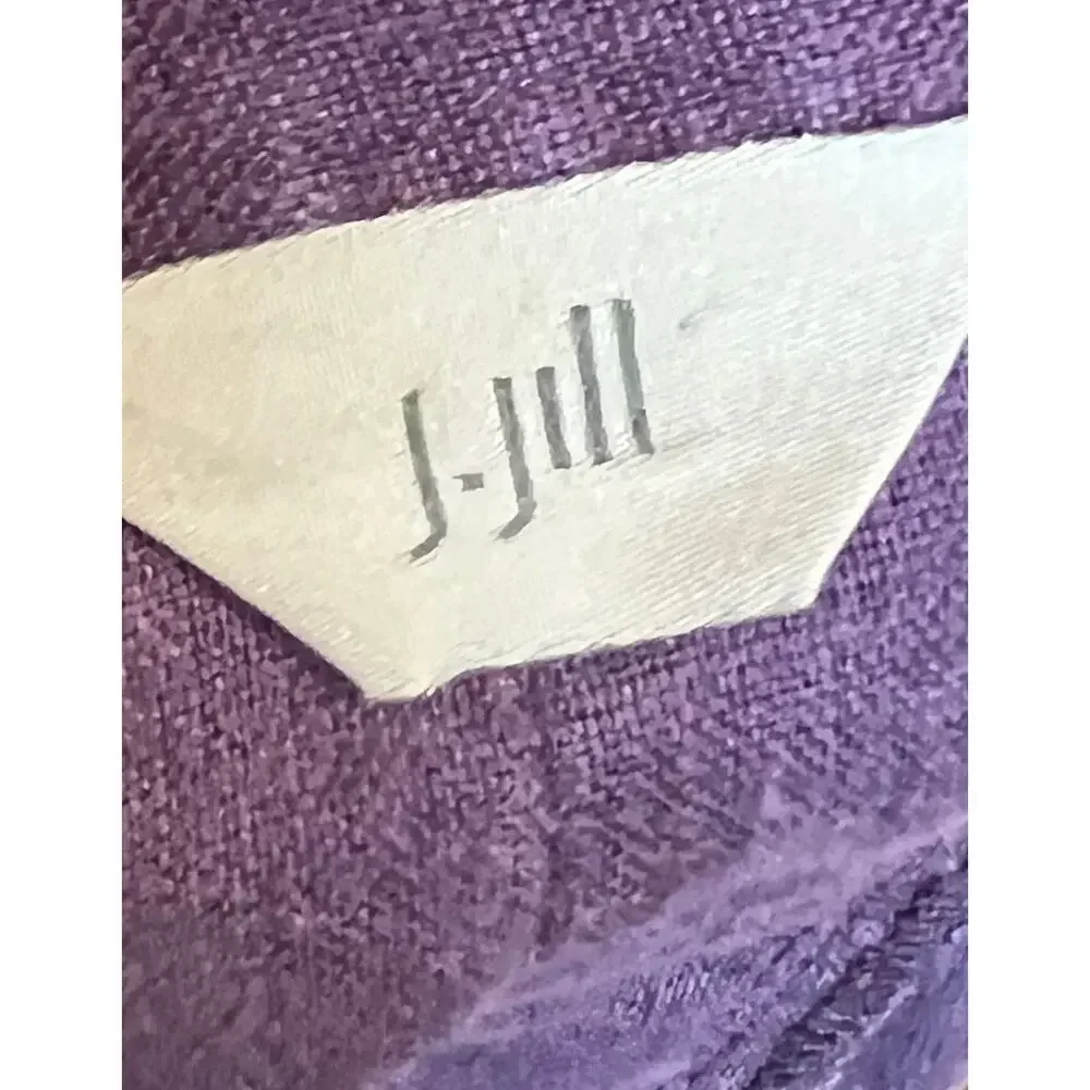 J. JILL 100% Linen Tunic Top Button Front Long Sleeve Purple Women's Sz 4 Petite
